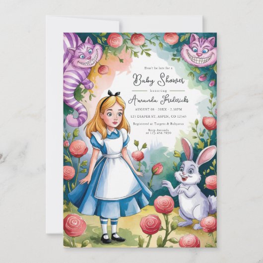 Whimsical Alice in Wonderland Baby shower Kaart (Voorkant)