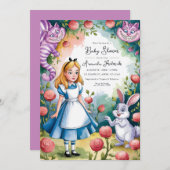 Whimsical Alice in Wonderland Baby shower Kaart (Voorkant / Achterkant)
