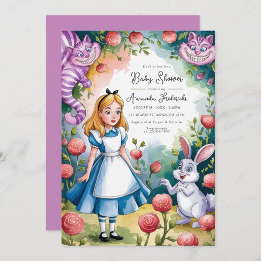 Whimsical Alice in Wonderland Baby shower Kaart (Voorkant / Achterkant)