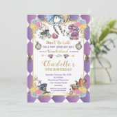 Whimsical Alice in Wonderland Birthday Tea Party Kaart (Staand voorkant)