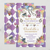 Whimsical Alice in Wonderland Birthday Tea Party Kaart (Voorkant / Achterkant)