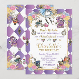 Whimsical Alice in Wonderland Birthday Tea Party Kaart