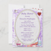 Whimsical Alice in Wonderland Collage Baby shower Kaart (Achterkant)