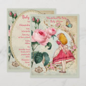 Whimsical Alice in Wonderland Collage Baby shower Kaart (Voorkant / Achterkant)