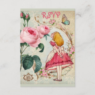 Whimsical Alice in Wonderland Collage RSVP Kaartje