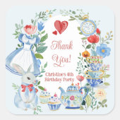 Whimsical Alice in Wonderland Dank je wel Vierkante Sticker (Voorkant)