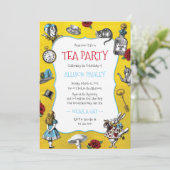 Whimsical Alice in Wonderland Gold Party Kaart (Staand voorkant)