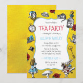Whimsical Alice in Wonderland Gold Party Kaart (Voorkant / Achterkant)