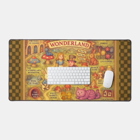 Whimsical Alice in Wonderland Kaart Bureaumat (Keyboard & Muis)