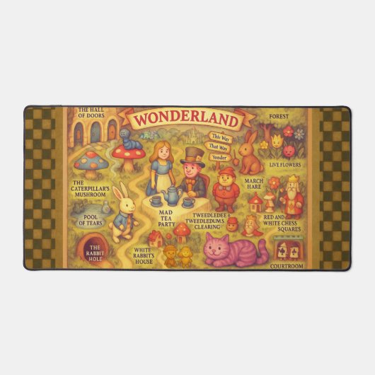 Whimsical Alice in Wonderland Kaart Bureaumat (Voorkant)