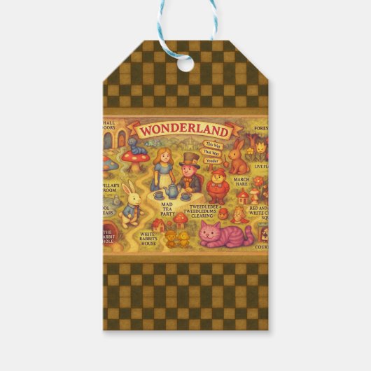 Whimsical Alice in Wonderland Kaart Cadeaulabel (Voorkant)