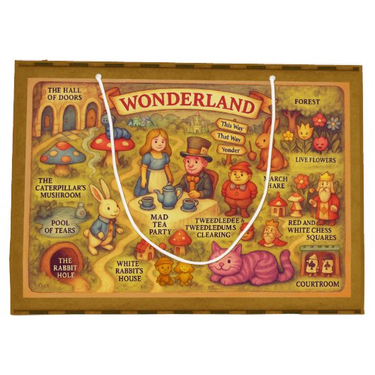 Whimsical Alice in Wonderland Kaart Groot Cadeauzakje (Achterkant)