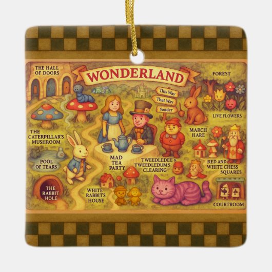 Whimsical Alice in Wonderland Kaart Keramisch Ornament (Voorkant)