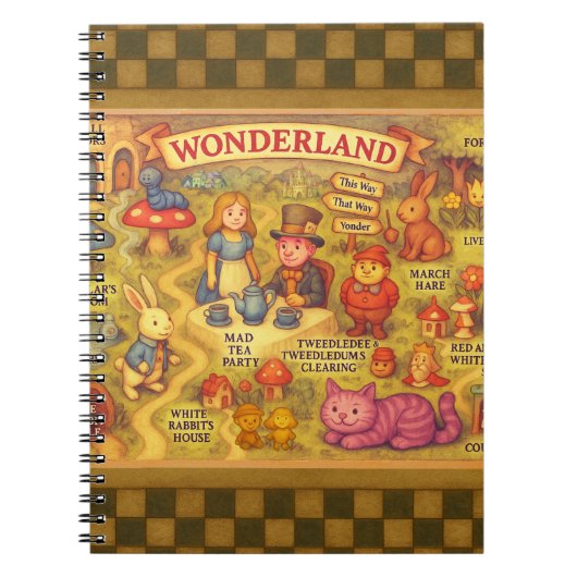 Whimsical Alice in Wonderland Kaart Notitieboek (Voorkant)
