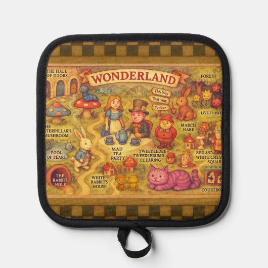 Whimsical Alice in Wonderland Kaart Pannenlap (Voorkant)