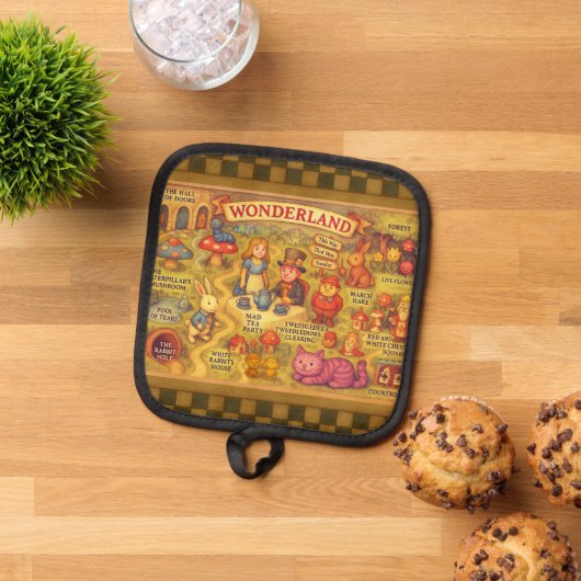 Whimsical Alice in Wonderland Kaart Pannenlap (Top down)