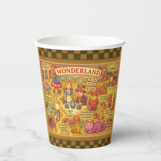 Whimsical Alice in Wonderland Kaart Papieren Bekers (Voorkant)