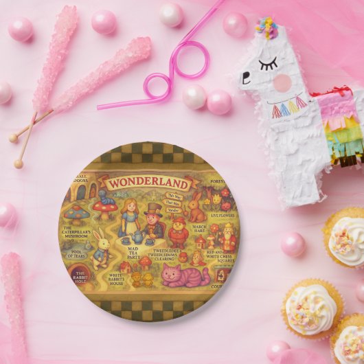 Whimsical Alice in Wonderland Kaart Papieren Bordje (Feest)