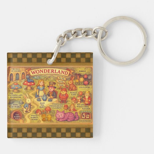 Whimsical Alice in Wonderland Kaart Sleutelhanger (Achterkant)