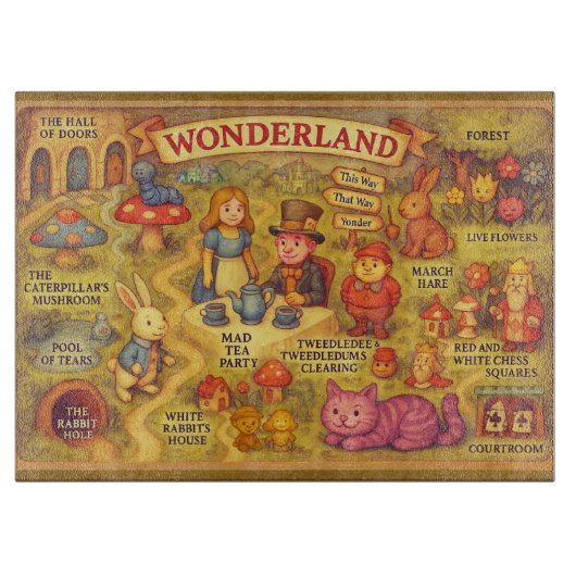 Whimsical Alice in Wonderland Kaart Snijplank (Voorkant)