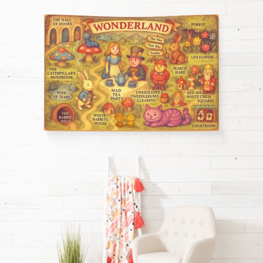 Whimsical Alice in Wonderland Kaart Spandoek (Insitu)