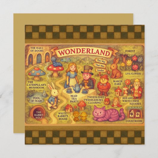 Whimsical Alice in Wonderland Map (Voorkant / Achterkant)