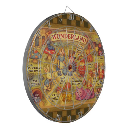 Whimsical Alice in Wonderland Map Dartbord (Voorkant Links)