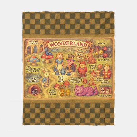 Whimsical Alice in Wonderland Map Fleece Deken (Voorkant)
