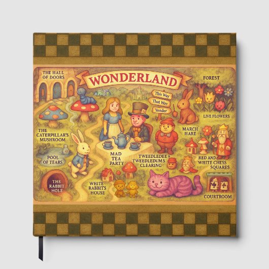 Whimsical Alice in Wonderland Map Gastenboek (Voorkant)