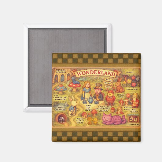 Whimsical Alice in Wonderland Map Magneet (Voorkant / Achterkant)