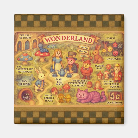Whimsical Alice in Wonderland Map Magneet (Voorkant)