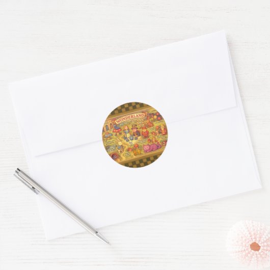 Whimsical Alice in Wonderland Map Ronde Sticker (Envelop)