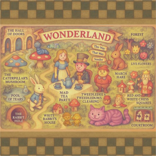Whimsical Alice in Wonderland Map Sticker (Voorkant)