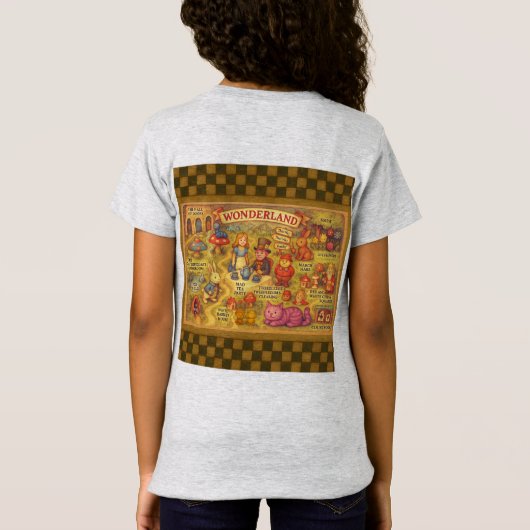 Whimsical Alice in Wonderland Map T-shirt (Achterkant)