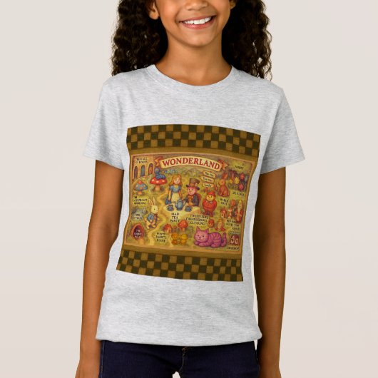 Whimsical Alice in Wonderland Map T-shirt (Voorkant)