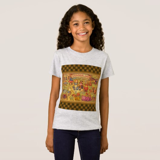 Whimsical Alice in Wonderland Map T-shirt (Voorkant volledig)