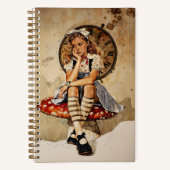 Whimsical Alice in Wonderland  Mushroom Notitieboek (Voorkant)