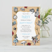 Whimsical Alice in Wonderland Party Kaart (Staand voorkant)