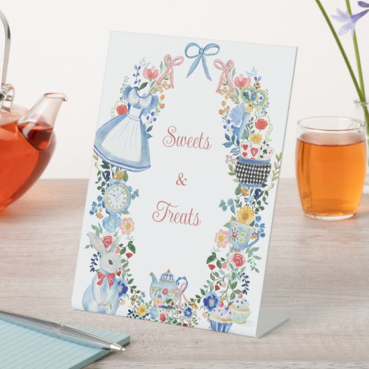 Whimsical Alice in Wonderland Sweet Treat Sign Reclamebord Met Voetstuk (Insitu)
