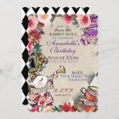 Whimsical Alice in Wonderland Tea Party Theme Kaart (Voorkant / Achterkant)