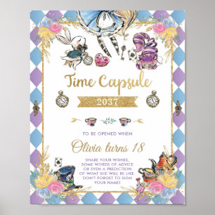Whimsical Alice in Wonderland Time Capsule Sign Poster