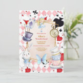 Whimsical Alice in Wonderland Verjaardagsfeest Kaart (Staand voorkant)