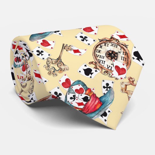 Whimsical Alice & Mad Hatter Mannen Stropdas (Opgerold)