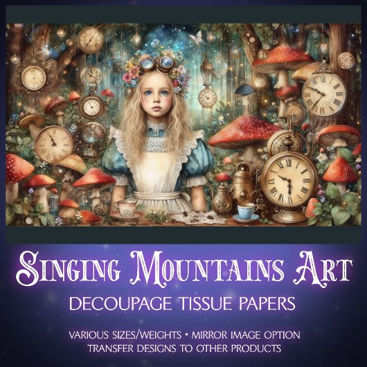Whimsical Alice Steampunk Paddenstoelen Tissuepapier
