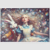 Whimsical Alice White Rabbit Wonderland Decoupage Tissuepapier (Voorkant)