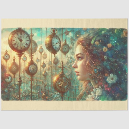 Whimsical Alice Wonderland Steampunk  Tissuepapier (Voorkant)