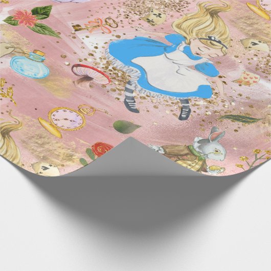 Whimsical Alice's avonturen in Wonderland Blush Cadeaupapier (Hoek)