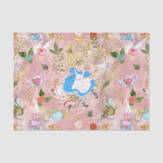 Whimsical Alice's avonturen in Wonderland Fun Tissuepapier (Voorkant)