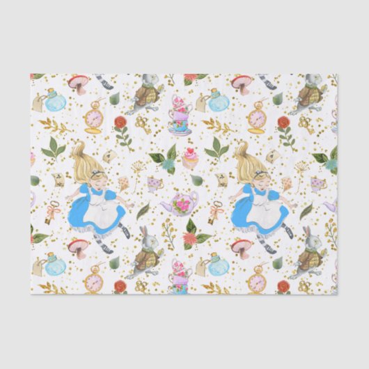 Whimsical Alice's avonturen in Wonderland Fun Tissuepapier (Voorkant)