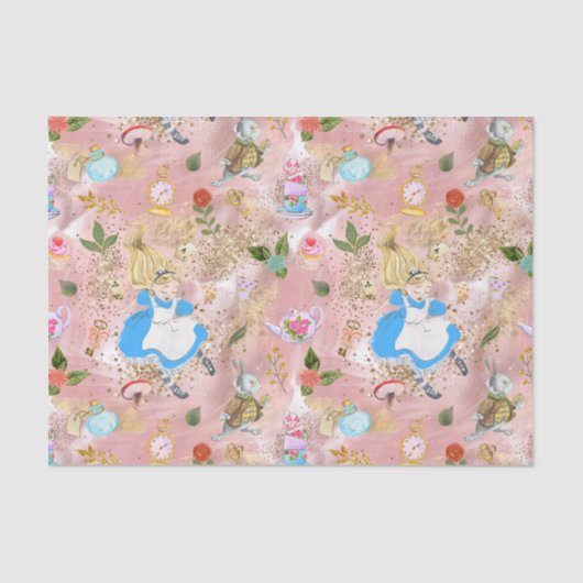 Whimsical Alice's avonturen in Wonderland Fun Tissuepapier (Voorkant)